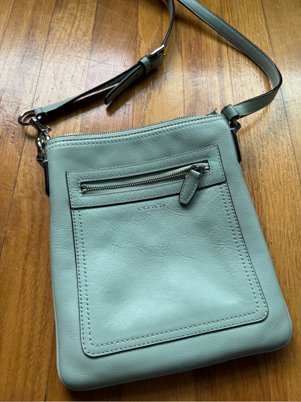 Coach Pebble Leather Crossbody in Mint